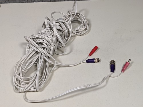 60ft BNC Video Power Wire Cord for Swann CCTV Cameras Cable White - Used