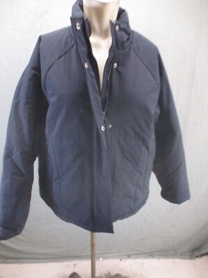 NWT DIP Size L Womens Black 100% Nylon Full Zip Stand Collar Puffer Jacket 046