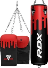 RDX Punching Bag, MMA Boxing Bag, Unfilled Hanging Punch Bag with Gloves 4FT 5FT