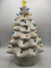 NEW MR CHRISTMAS 16" LED RETRO NOSTALGIC CERAMIC White CHRISTMAS TREE