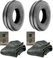 TWO (2) 4.00-15 4.00X15 400-15 Tri-Rib 3 Rib 4 PR Tires Heavy Duty W/Tubes