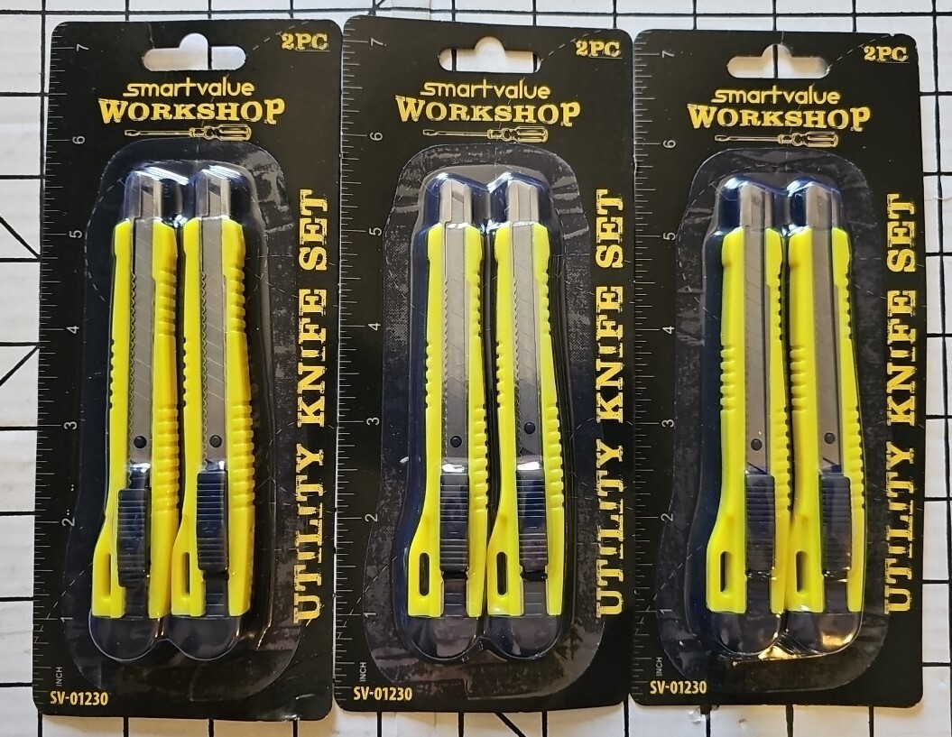 SmartValue 3-Pack Utility Knife Set - 2pc Workshop Blades SV-01230-image