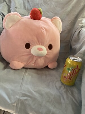 Fukuya Squishy Pink Bear With Strawberry 14  Wide