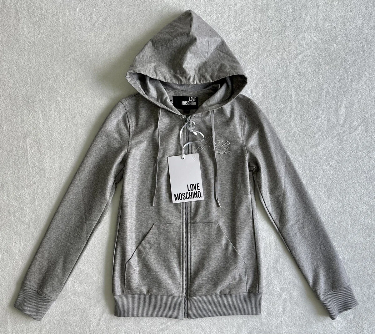 MOSCHINO WOMEN LOVE MOSCHINO SPORT JACKET HOODIE STRETCH GRAY