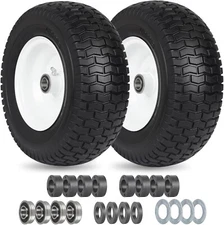 GICOOL 2 Pack, 13x5.00-6 Flat Free Riding Lawnmower Tire and Wheel