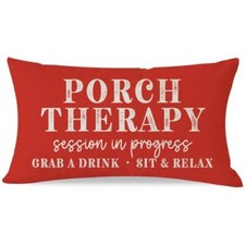 Farmhouse Throw Pillow Cover 12x20 Inch Porch Therapy Session in 12" x 20" Red