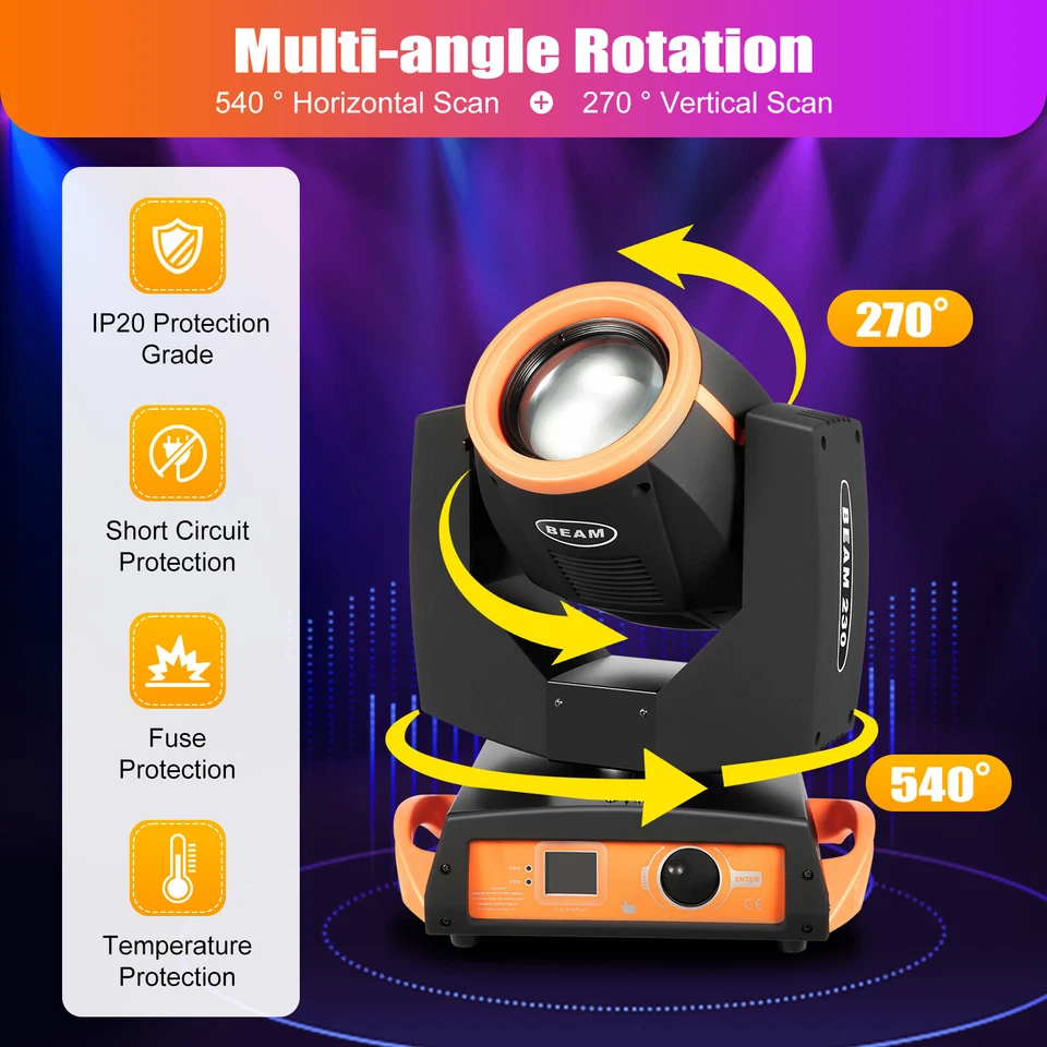 7R Sharpy 230W Zoom Moving Head Beam Light 8+16Prism Strobe Stage Party DJ Light - Image 4 of 4