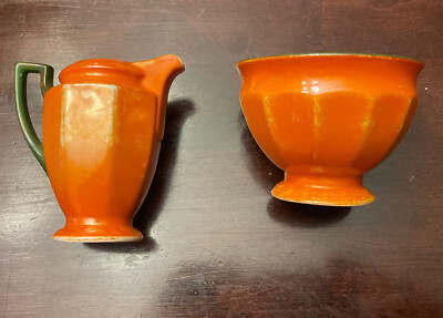 Vintage P.A.L.T.  Orange Creamer & Sugar Bowl Made In Czeche-Slovakia