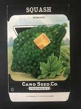 1920s Litho Antique Vintage Card Seed Co. Packet Pack Squash Hubbard unused