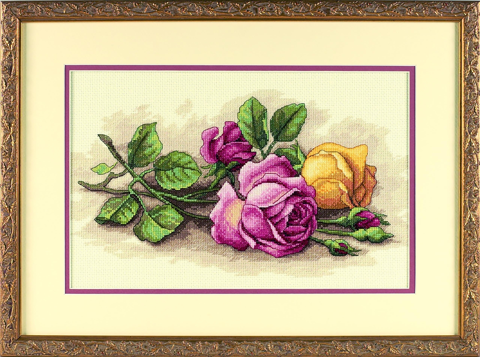 'Rose Cuttings' Floral Counted Cross Stitch Kit, 14'' x 9'', multi-colored, 1...