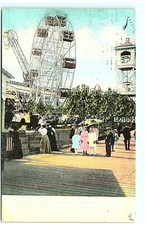 S04-8127, Chime Tower Ferris Wheel Giant See Saw, CONEY ISLAND, NY, 1908 PMK