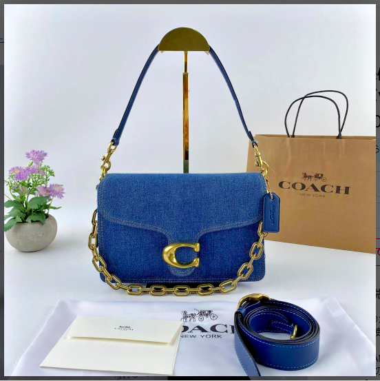 COACH CAN14 Chain Tabby Shoulder Bag Deep Blue Outlet NEW | eBay