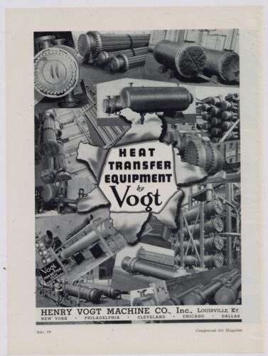 1939 Henry Vogt Machine Co. Ad: Heat Transfer Equipment - Louisville, Kentucky - Afbeelding 1 van 1