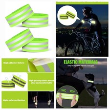 4X High Visibility Reflective Armbands Running Safety Gear Wristband Ankle Strap