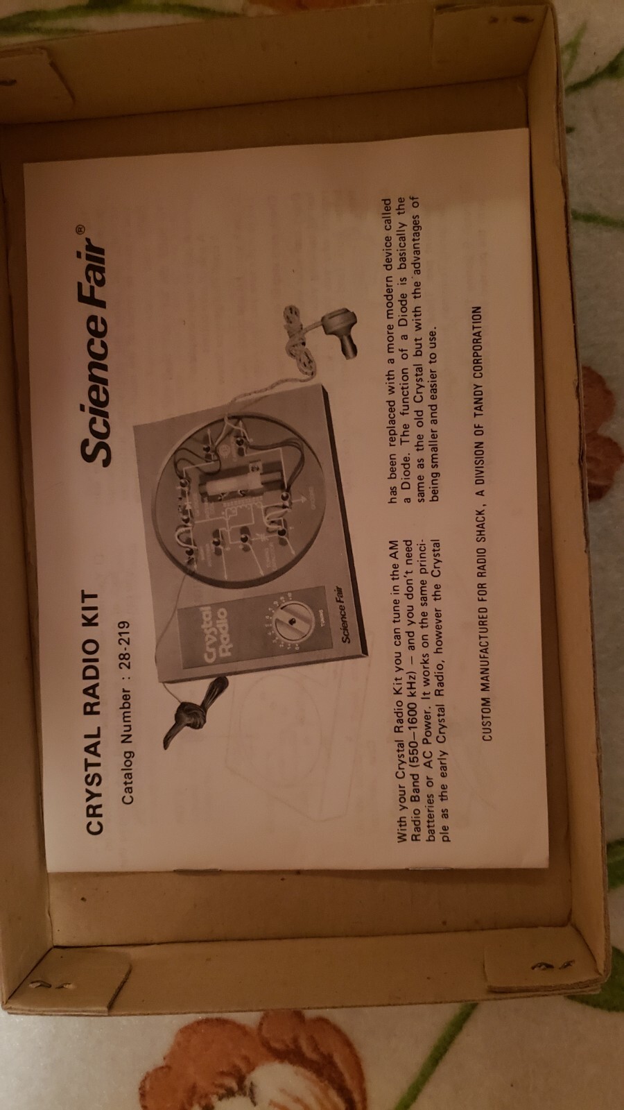 Vintage Science Fair Crystal AM Radio Kit Category 28177 Radio Shack Tandy eBay