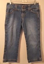 Tommy Hilfiger Cropped Jeans Women 9 Vintage Blue Denim Capris Double Button Fly