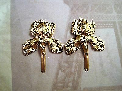 Raw Brass Iris Stampings (2) - RAT147 Jewelry Finding - Picture 1 of 3