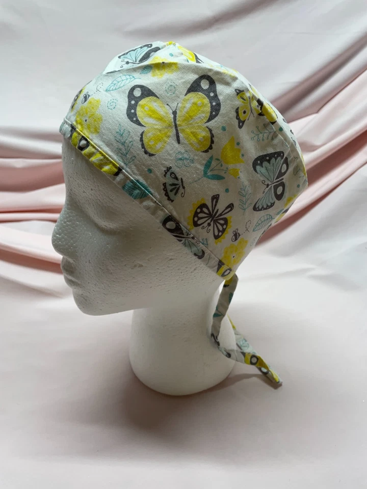 BORBOLETAS E FLORES: Boné esfoliante 100% algodão feito à mão - FRETE GRÁTIS e descontos! - Imagem 2 de 4