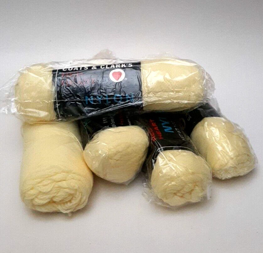Coats & Clark Red Heart Nylon Yarn 3 ply 1oz Skeins Lot of 5 Maize Yellow