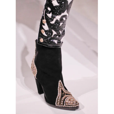 BALMAIN SS12 Runway Sofia Crystal Embellished Ankle Boots EU38 US8