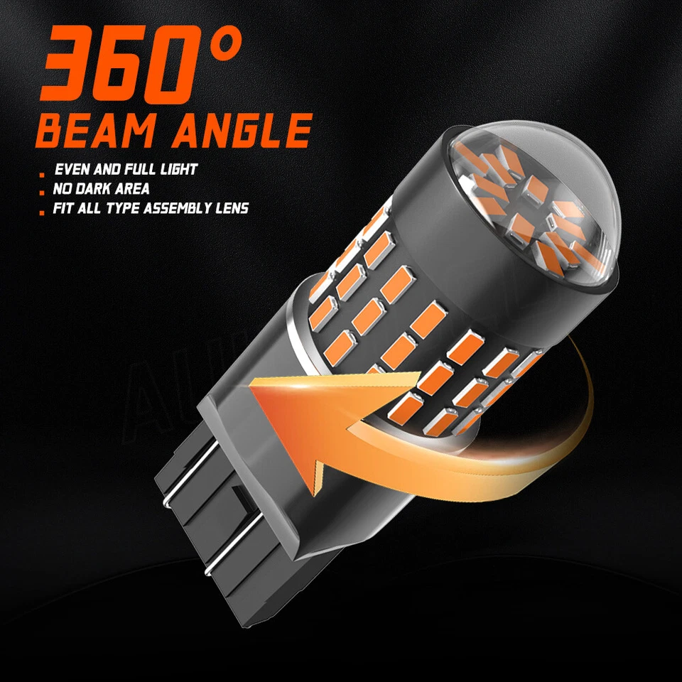 2 PIEZAS 7440 7443 LED Señal de Giro Bombillas CANBUS Anti Hiper Flash Ámbar/Amarillo Foto 2 de 4