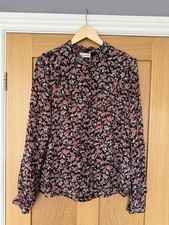 Custom Made Women’s Floral Print Blouse with Stand Up Collar. Eur Size 40