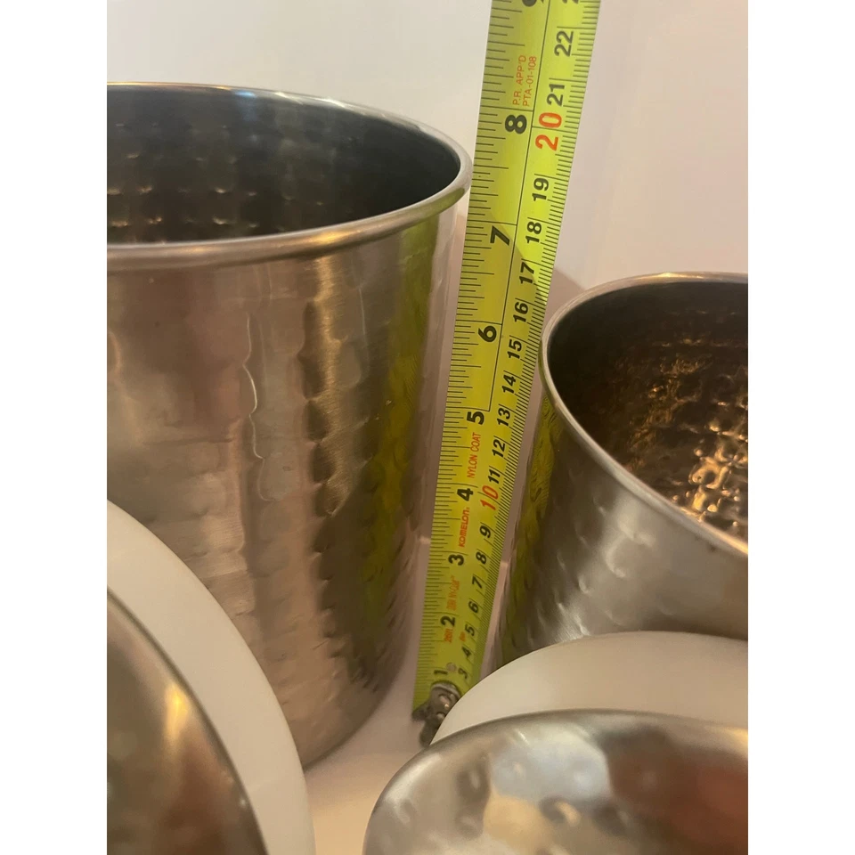 Old Dutch Hammered Brush Nickel Canister - Set of 3  - Image 3 of 4