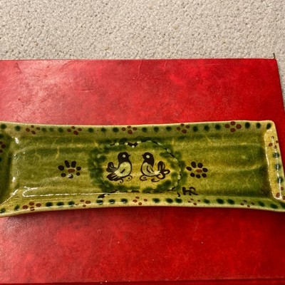 Alte Keramik Schale  Pfaltzgraff USA , 26x9x2 cm, glasiert, Vogel Motiv, Rar 