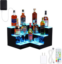 LED Lighted Liquor Bottle Display Shelf - 3-Step, 20 In, Remote & App Control, A
