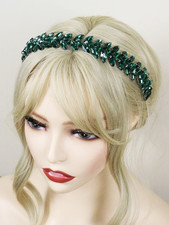 Green Rhinestone Headband Wedding Hair Accessories for Brides Tiaras for Women a
