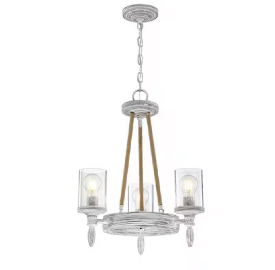 allen + roth Huntington 3 -Light Distressed White Coastal  Chandelier 2650P - Image 3 of 4