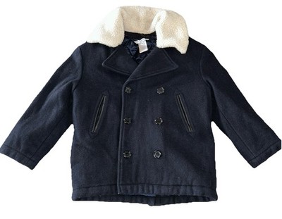 $499 LITTLE MARC JACOBS Wool Jacket 6 Youth Removable Collar Pea Coat 