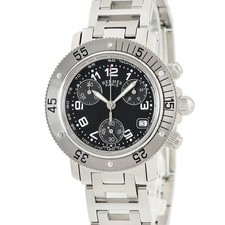 Hermes Clipper Diver Chronograph CL2.310 Black Ladies Watch Quartz Used