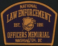Vintage uniform patch NATIONAL LAW ENFORCEMENT Officers Memorial Washington DC