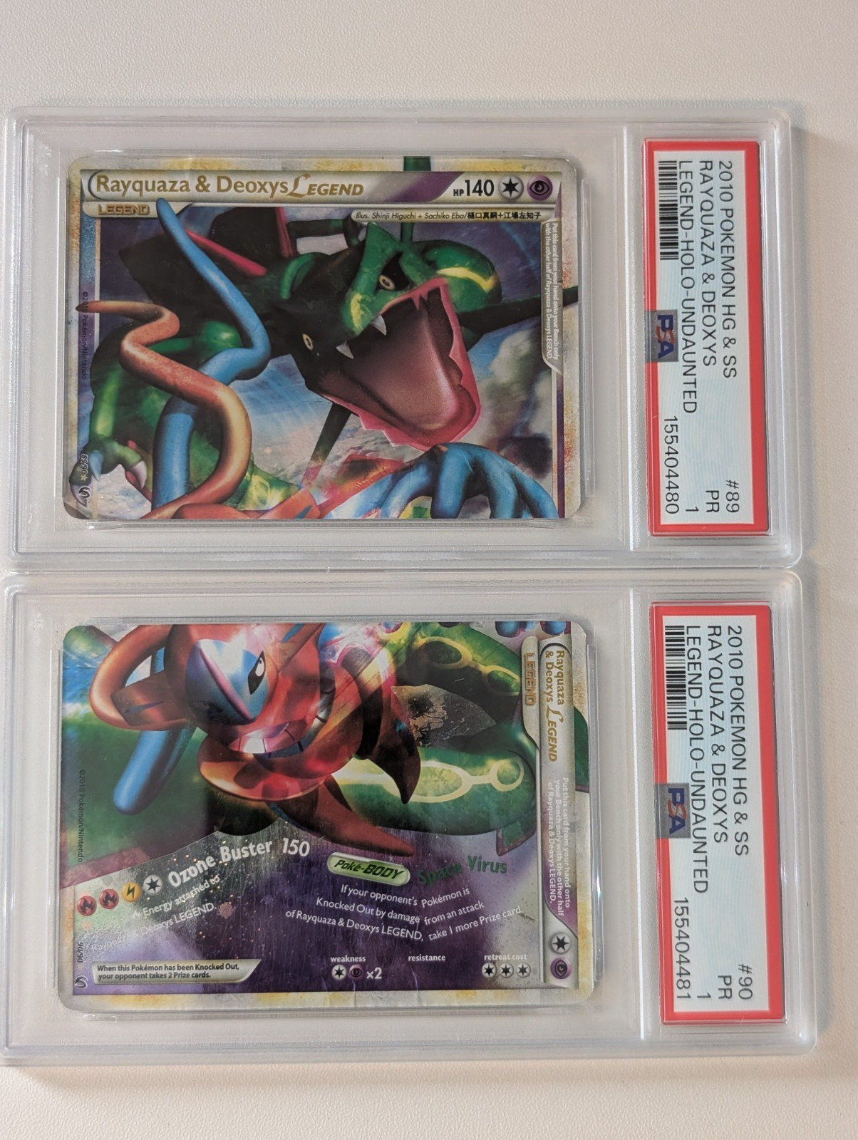 2010 Pokemon Legend Undaunted PSA 1 Rayquaza #89 & Deoxys #90 Holo SEQUENTIAL