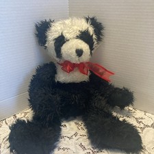 Vtg Russ Berrie Panda Bear Ping Pong Plush 11   Stuffed Long Hair Jointed Animal
