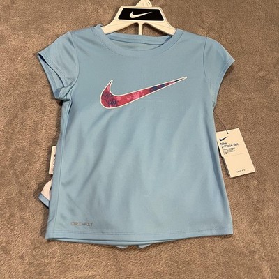 blue and pink nike outfit