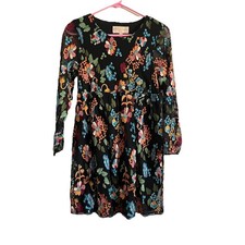 Philosophy Dress PS Black Embroidered Floral Mesh Fit & Flare Dress Petite READ
