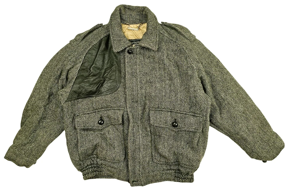 *HOT VTG UNISEX BURBERRYS @ SPORTS BOMBER LEATHER PATCH JP BROWN WOOL Jacket XS - Image 2 of 4