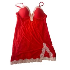 Victoria's Secret 38C Nighty Cream Lace Trip Slip Pinkish Red Underwire