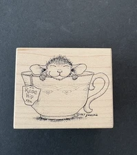 House Mouse Stampa Rosa Feeling Rosy Maxwell Tea Cup Rose Hips Rubber Stamp 293E