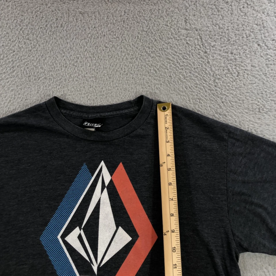 vtg Volcom Shirt Mens Medium Charcoal Heather Gray Logo Graphic Short Sleeve Tee - Image 4 of 4