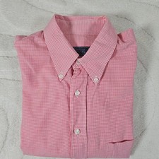Martha Sitta Shirt Mens XL Pink White Mirco Check Button Down Long Sleeve