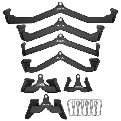 7PCS Lat Pulldown Attachment Set for Cable Machines Solid Steel Durable Grips