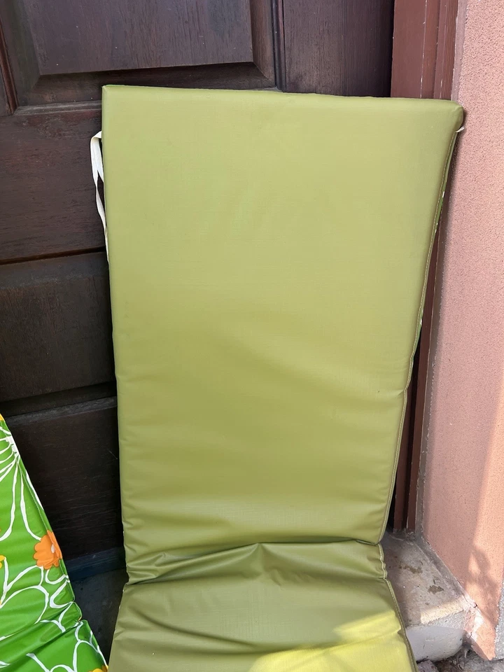 "Par (2) cojines de vinilo florales retro chaise césped sillón 53"" X 15"" DE COLECCIÓN" Foto 4 de 4