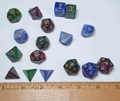 16 Polyhedral RPG Dice Lot D4 D6 D8 D10 D12 D20 Fantasy Role Playing