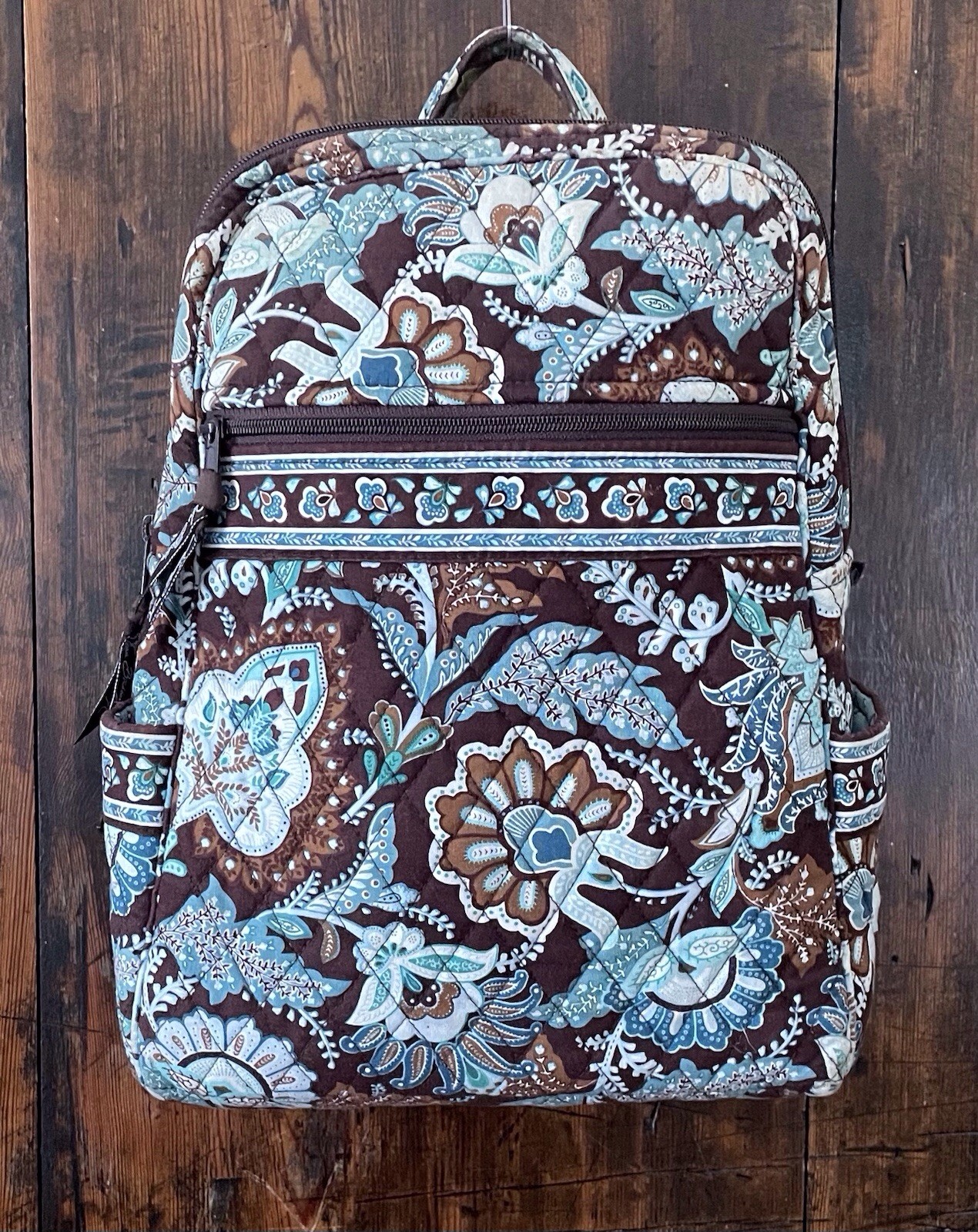 Retired Vera Bradley Quilted Backpack Java Blue P… - image 1