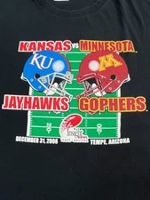 2008 Insight Bowl Mens XL Shirt Kansas Jayhawks v. Minnesota Gophers Black 1882