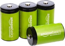 Amazon Basics D Cell Rechargeable Batteries 10000mAh NiMh, 4-Pack (Appearance m