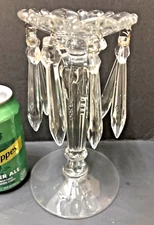 ELEGANT Heisey QUEEN ANN 8” with 8 Crystal Pendant, PRISMS Candleholder #1509